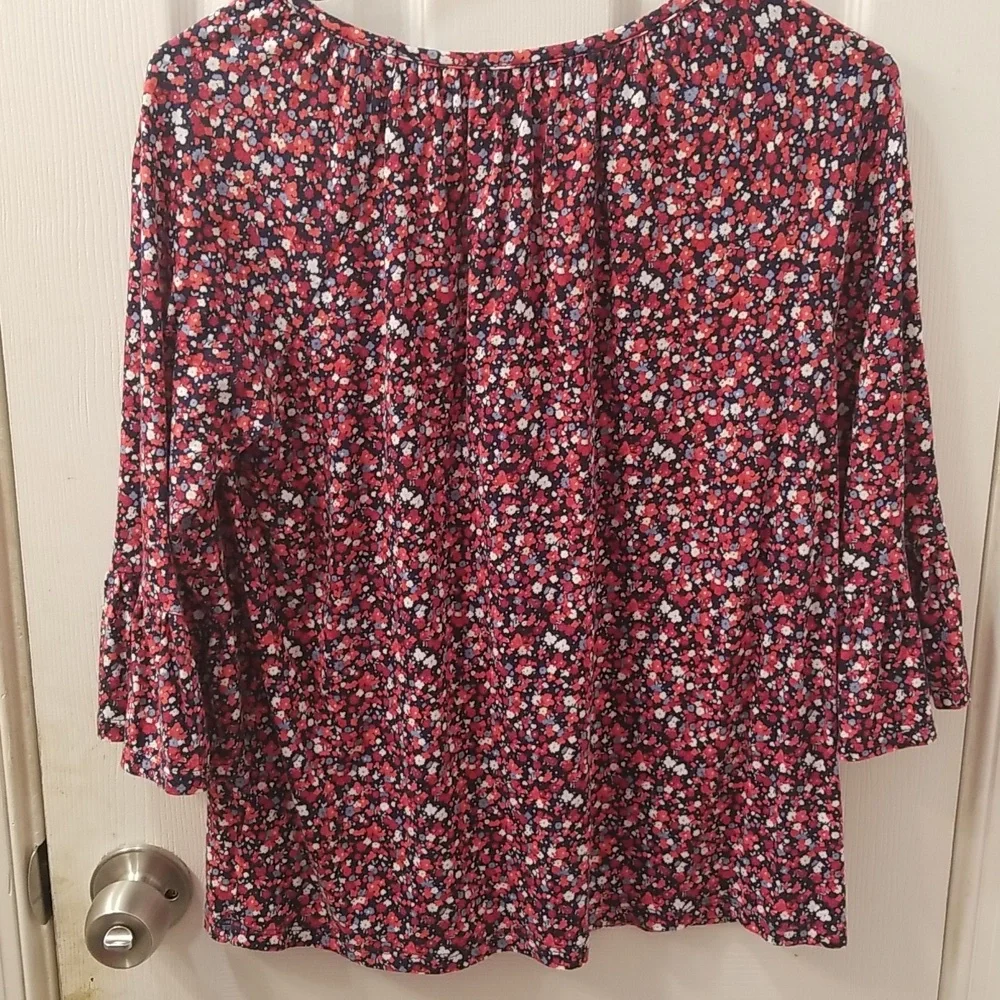 Michael Kors Floral Print Blouse - Red, White, and Black
